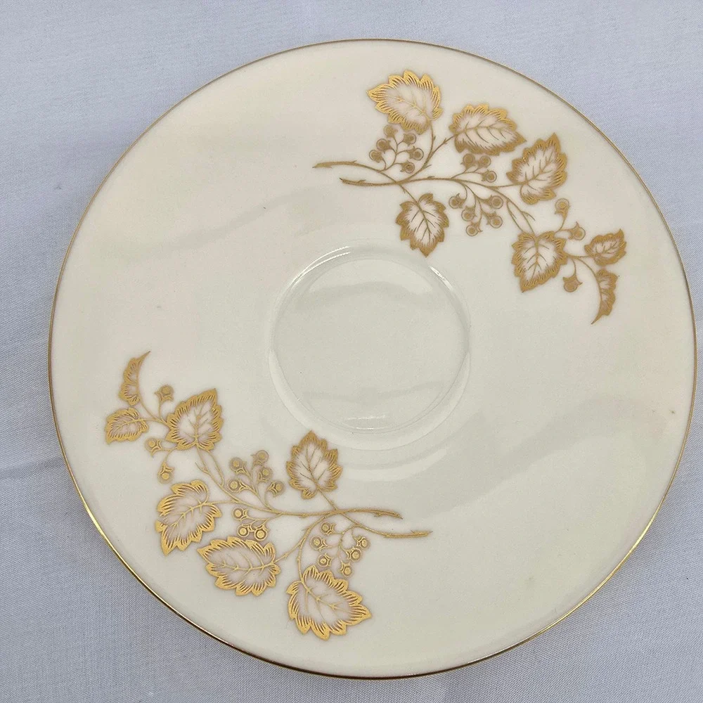 Lenox Celeste‎ T-426 Tea Cup and Saucer Set of 6 Ivory Gold Leaf Bone China USA